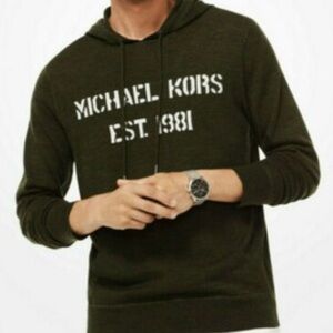 Michael Kors Extrafine Merino Wool Hoodie Green Men's XL